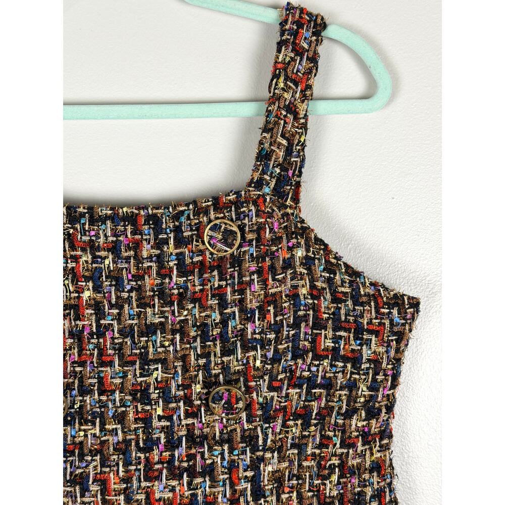 NEW Anthropologie J.O.A. Shimmer Tweed Sheath Mini Dress Multicolor Large - Picture 9 of 15